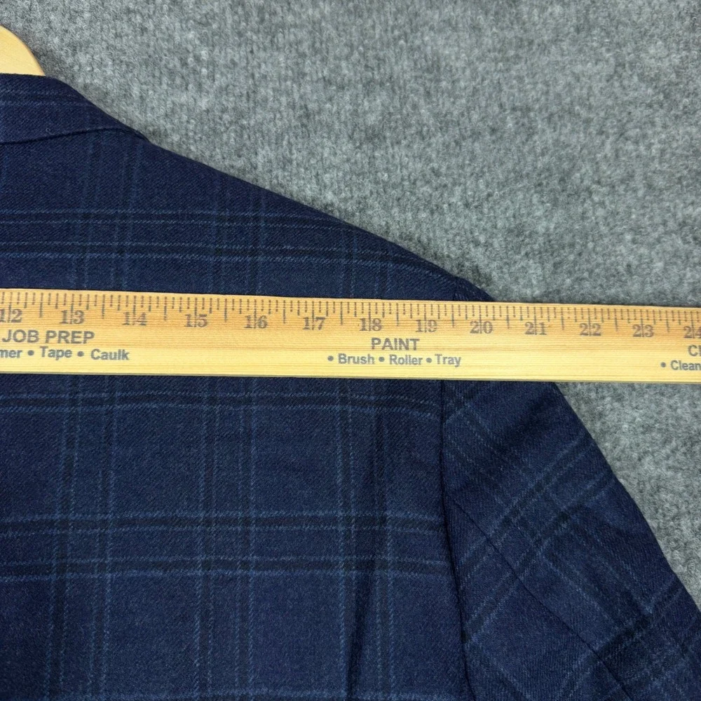 Jos A Bank 1905 Plaid Blazer Mens 43R Navy Blue Wool Blend Brrr Comfort EUC